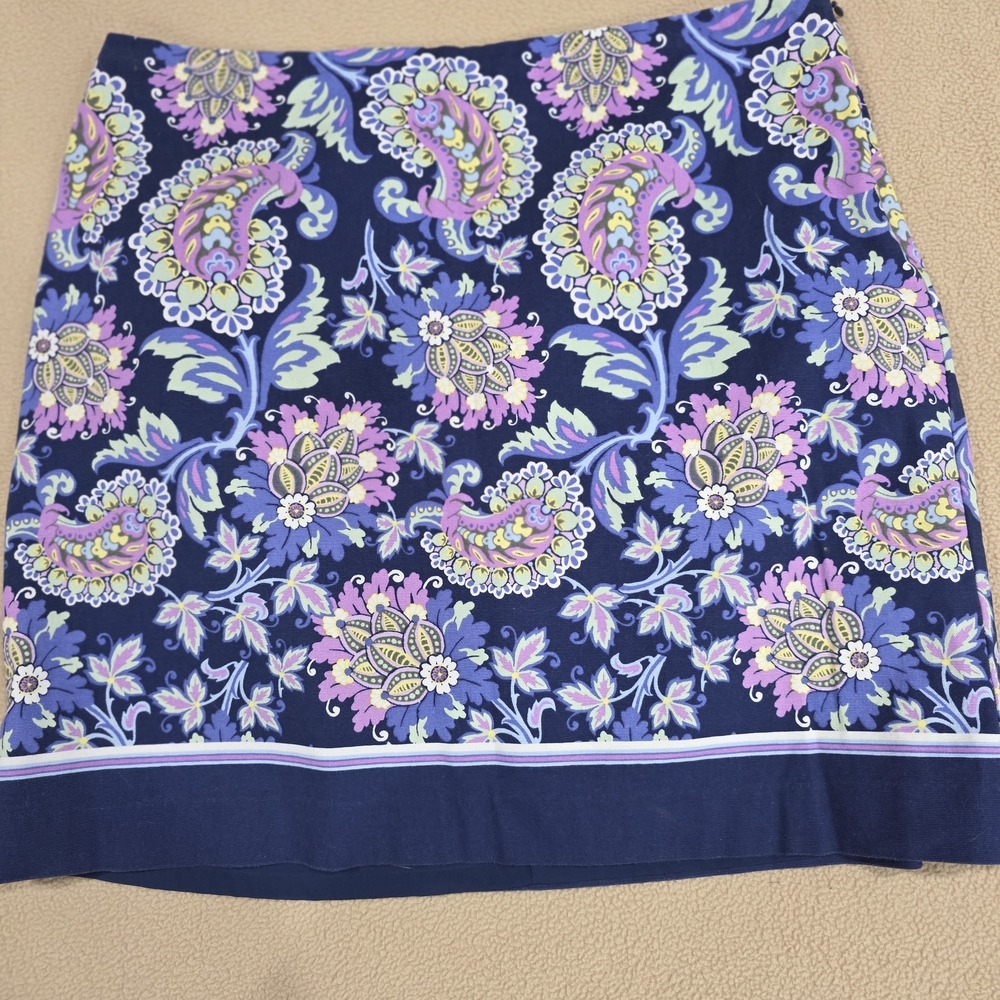 Talbots Navy and Pink Floral Paisley Mini Skirt